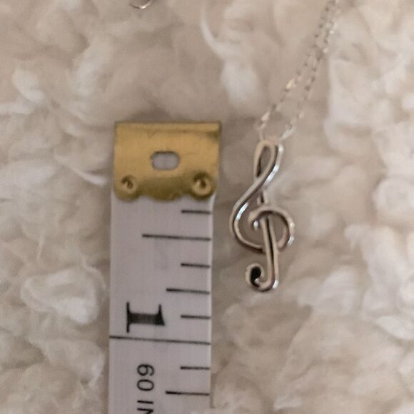 Sterling Silver Treble Clef Necklace - Picture 5 of 8